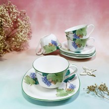 Set trà / cà phê men bóng trang trí cành nho của Noritake.